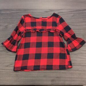CARTERS Buffalo Plaid Top Flare Long Sleeve Blouse Fall Winter Holiday Christmas